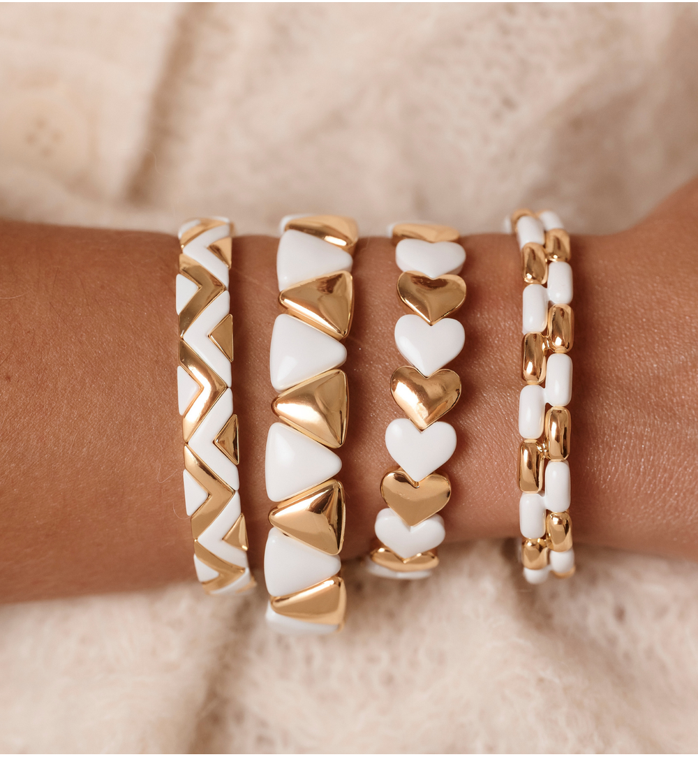 Zestaw bransoletek w bieli i złocie ZN0054