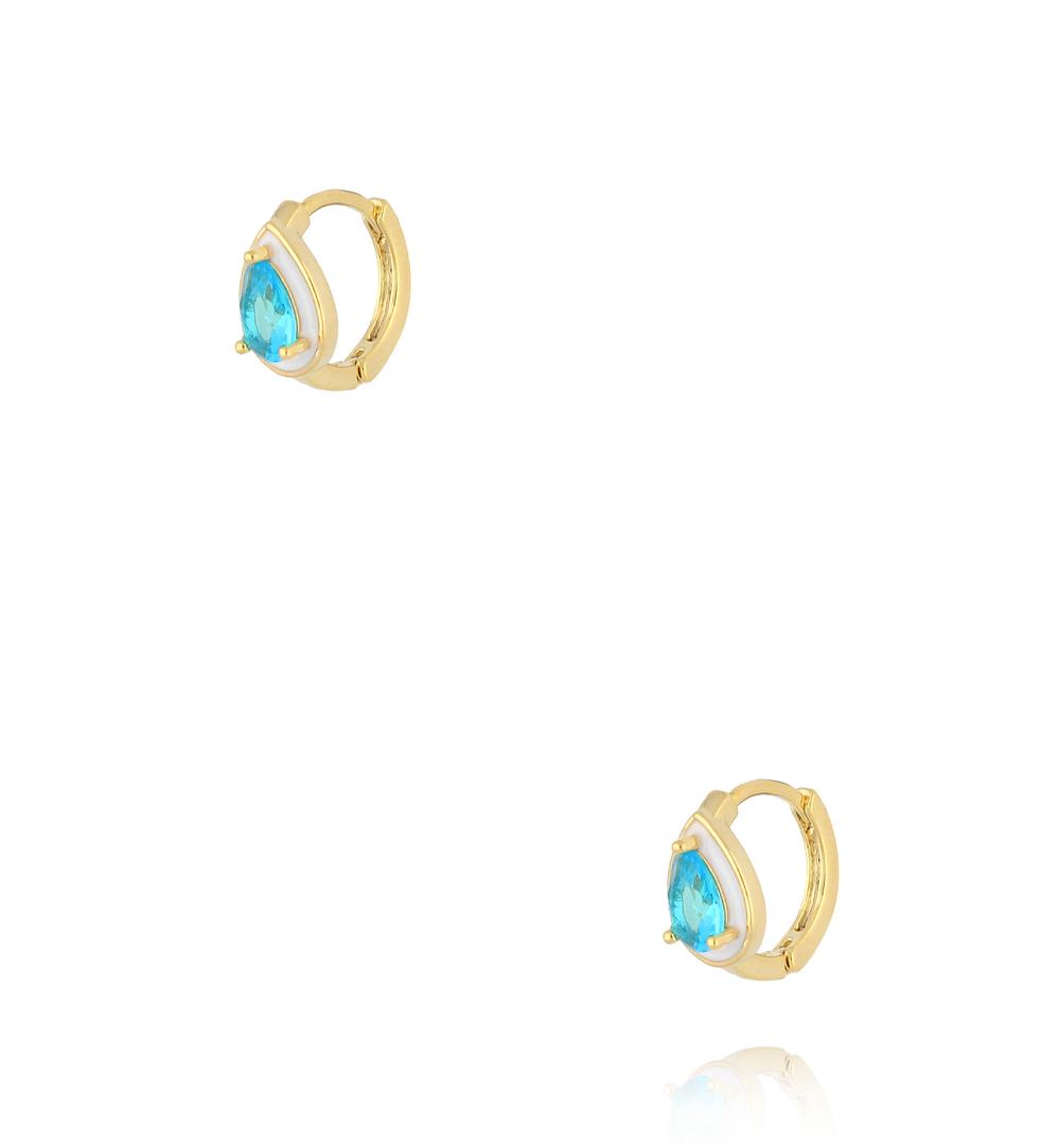 Zestaw złoconych kolczyków z turkusowymi kamieniami i emalią KMB0064