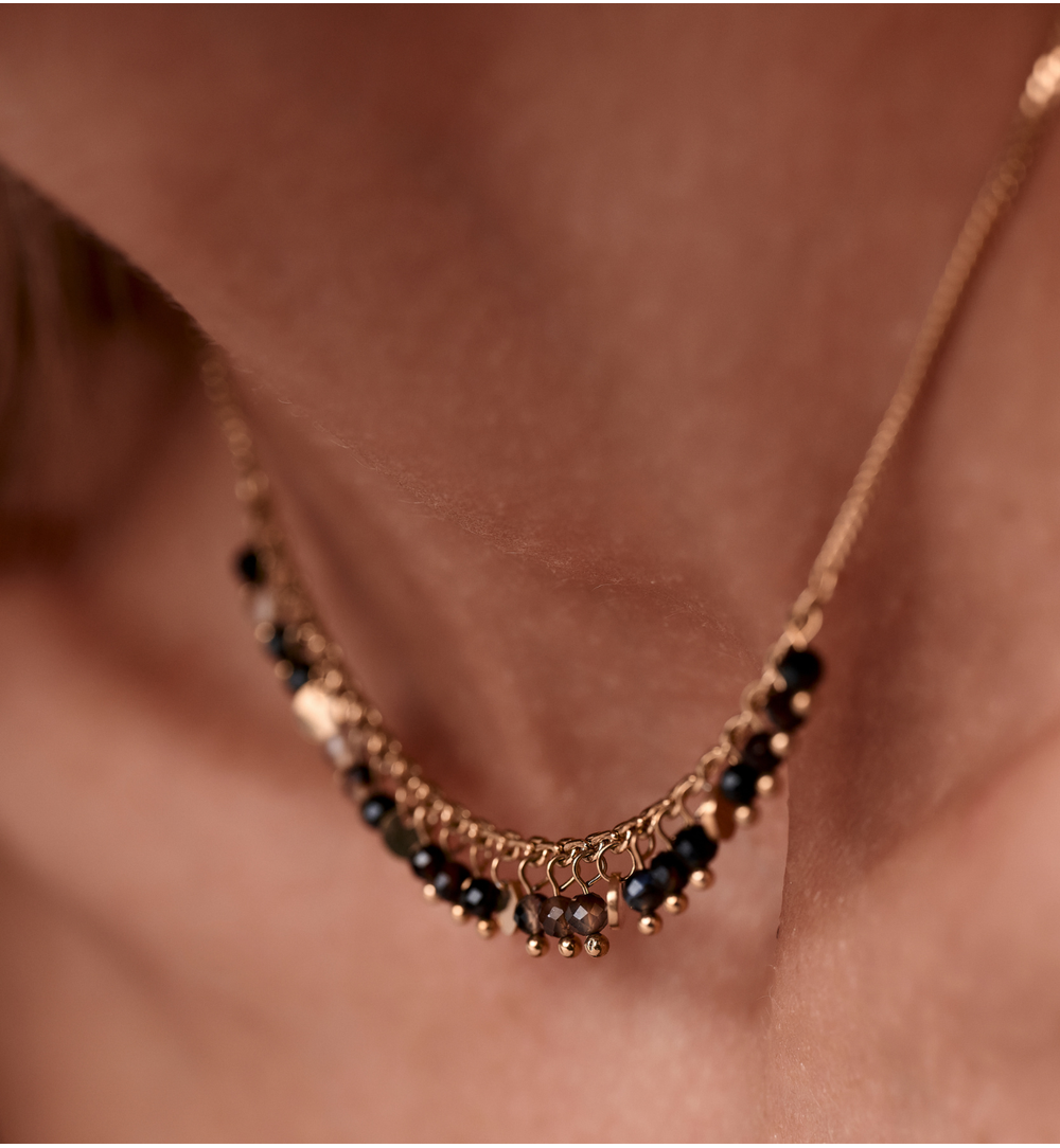 Naszyjnik z czarnymi agatami Paradise Jewels NPA1250