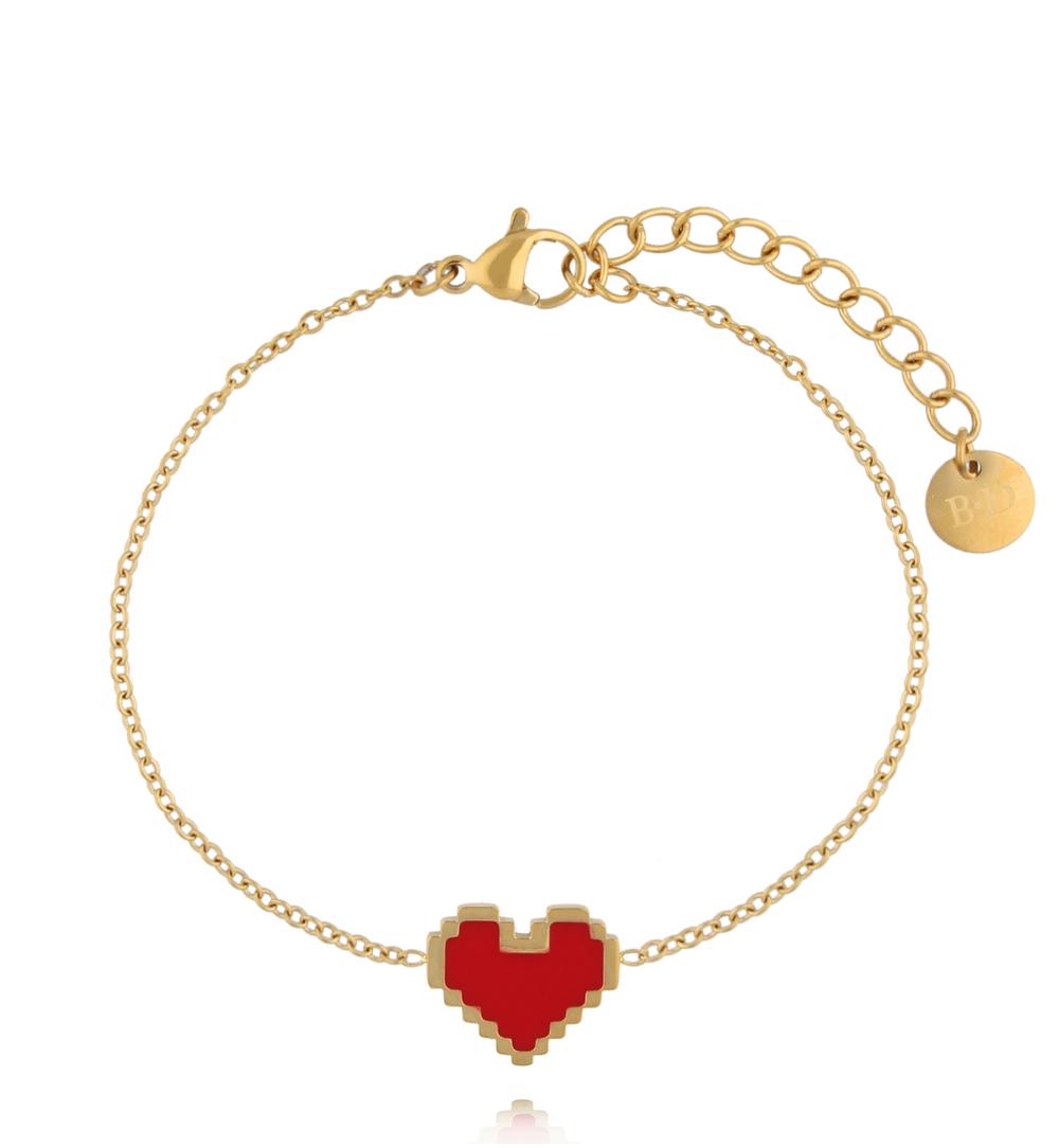 Bransoletka z czerwonym sercem w stylu pixel BSY0564