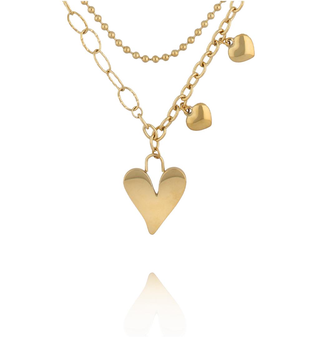 Naszyjnik warstwowy z sercami NSY0850