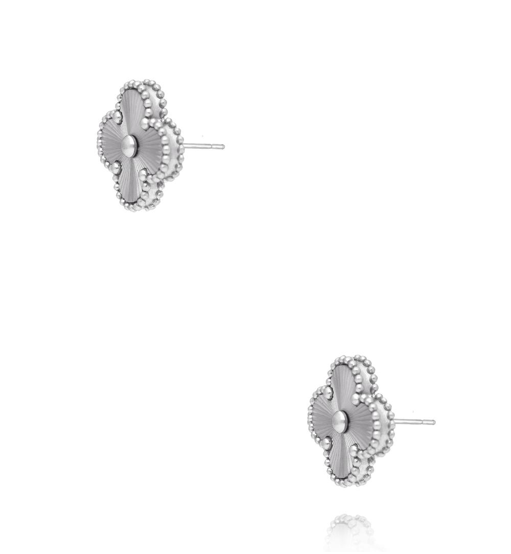 Kolczyki w kształcie koniczyny srebrne KSY0596