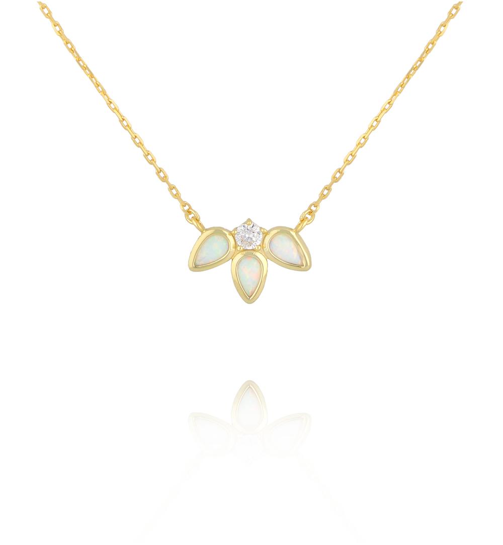 Naszyjnik z opalami i cyrkonią NCA0091
