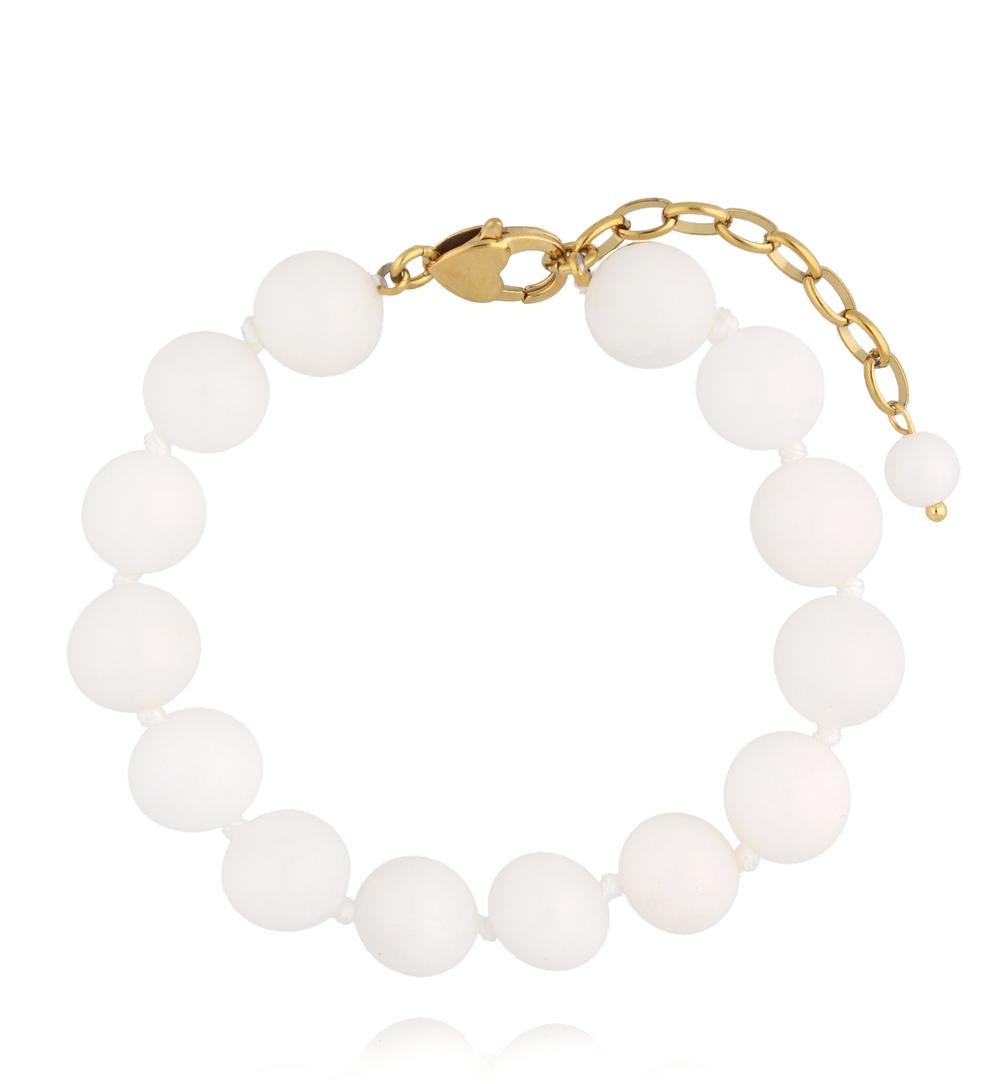 Bransoletka Pure White z jadeitami BPA0673