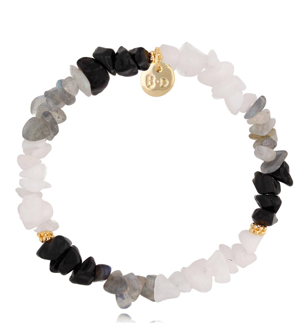 Bransoletka szaro biała sieczka Aviva BPA0330