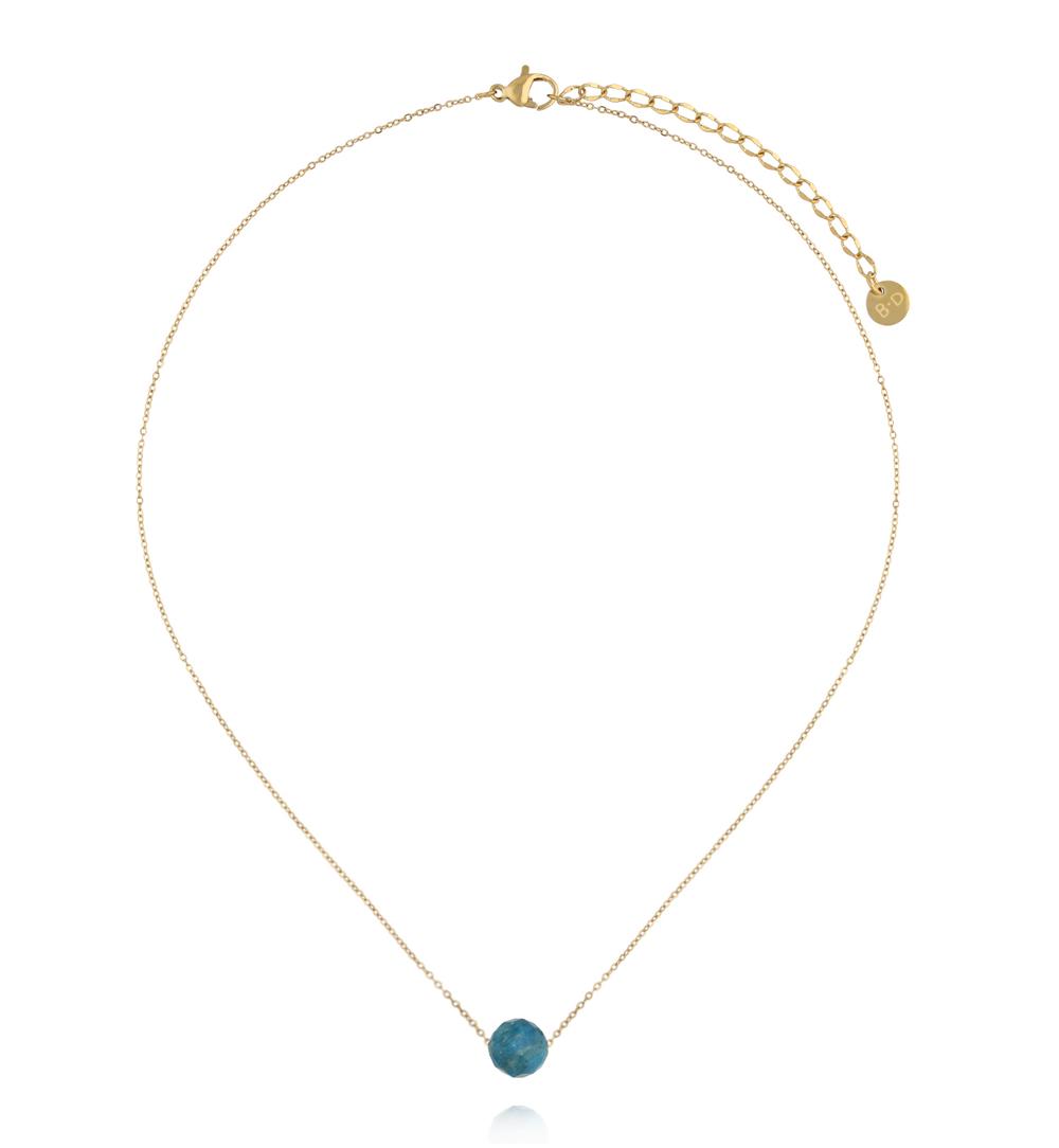Naszyjnik z fasetowanym apatytem na delikatnym złotym łańcuszku NLB0381