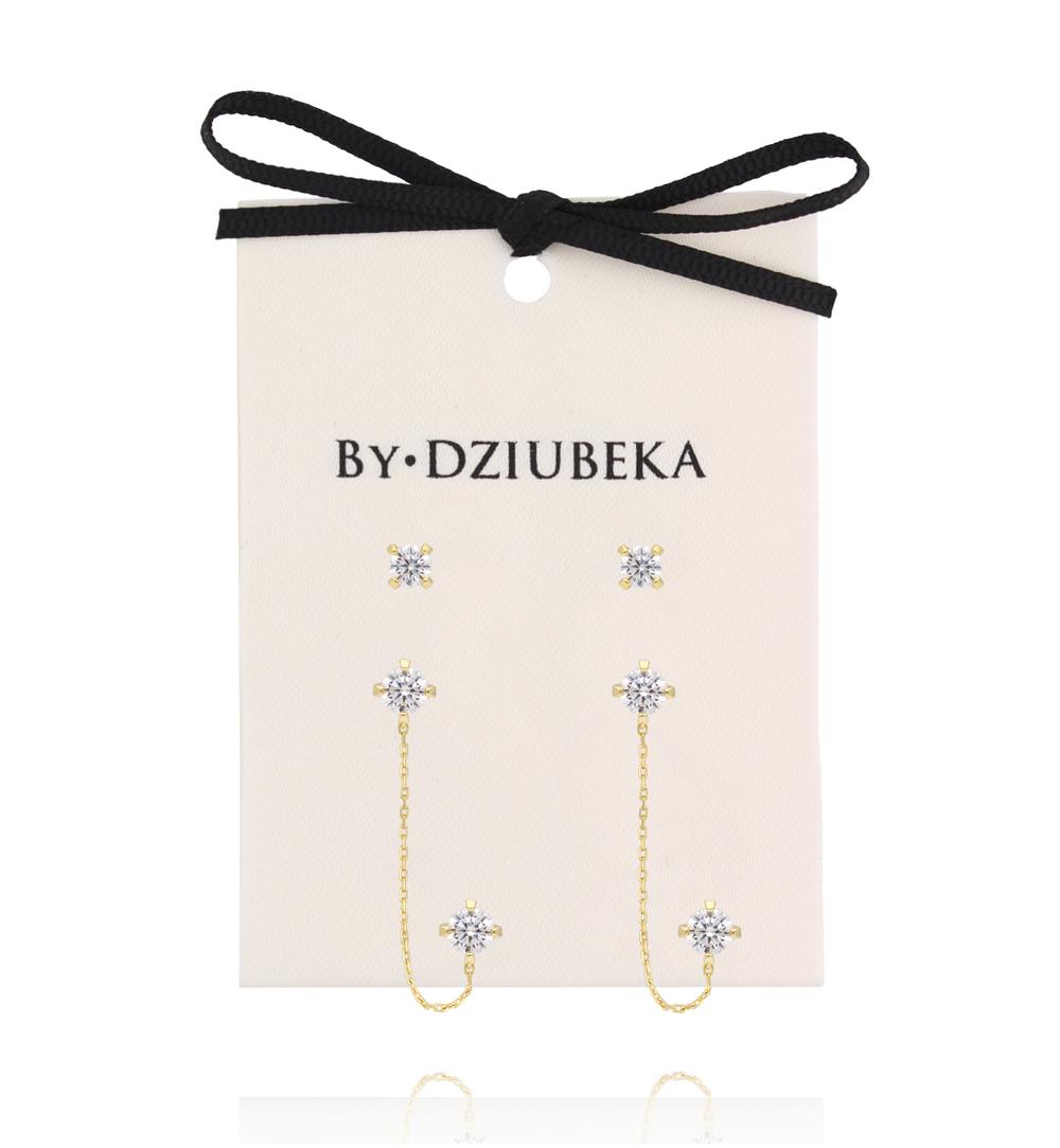 Zestaw kolczyków pozłacanych z transparentnymi cyrkoniami KLT0029
