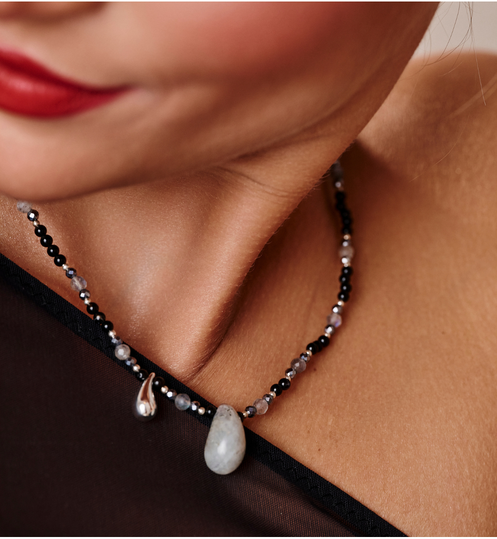 Naszyjnik z agatami i łezką Nature's Tears NSC0484