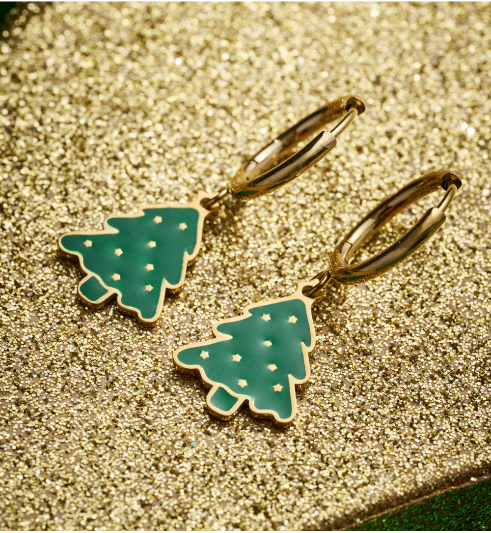 Kolczyki świąteczne zielone choinki KSY0307
