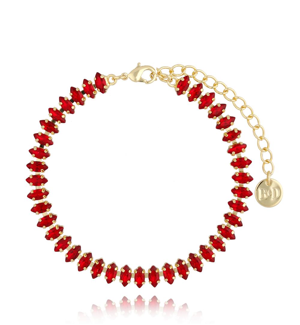 Bransoletka złota z czerwonymi kryształkami Honestly BSS0055