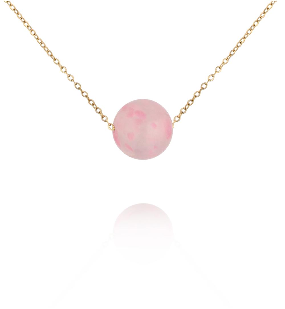 Naszyjnik z różowym agatem na delikatnym łańcuszku NLB0335