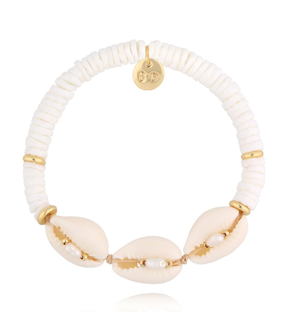 Bransoletka biała z muszlami Ocean BPA0443