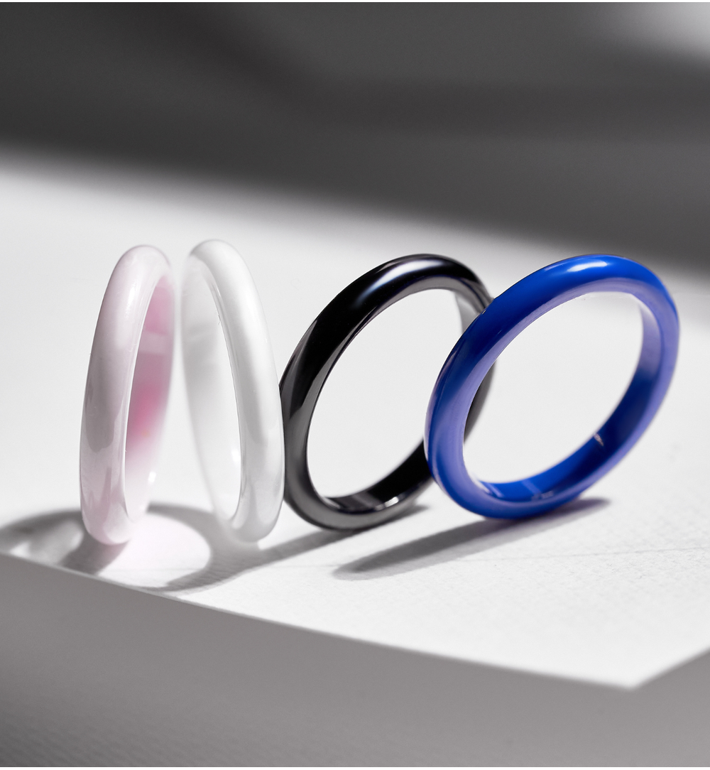 Obrączka z ceramiki biała cienka Feminine PFE0027