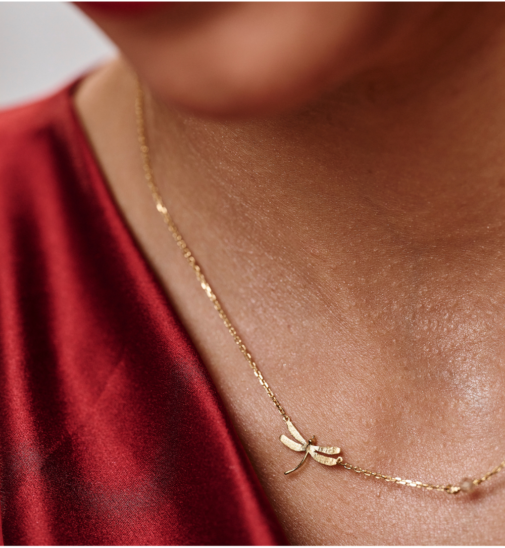 Naszyjnik srebrny ważka pozłacany NSE0044