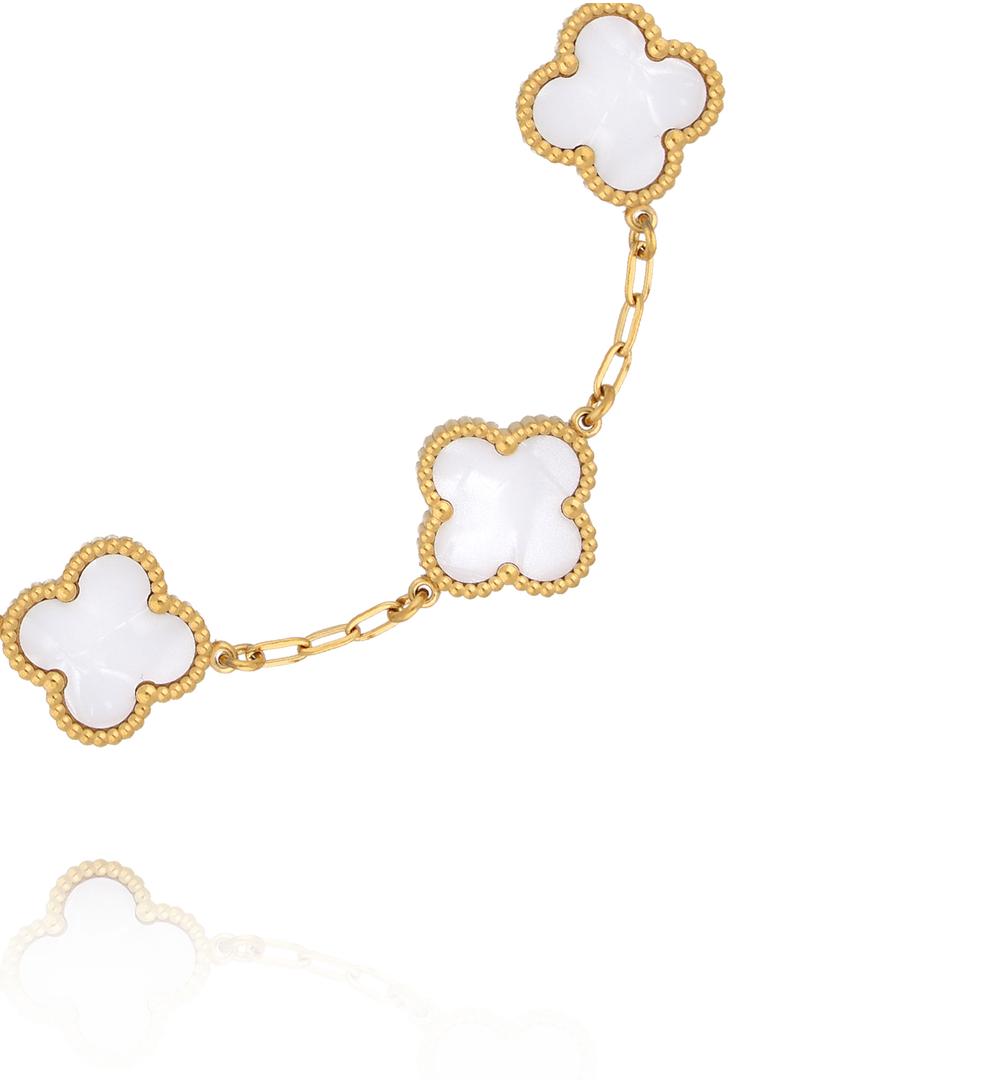 Bransoletka złota z koniczynkami z masy perłowej BSY0554