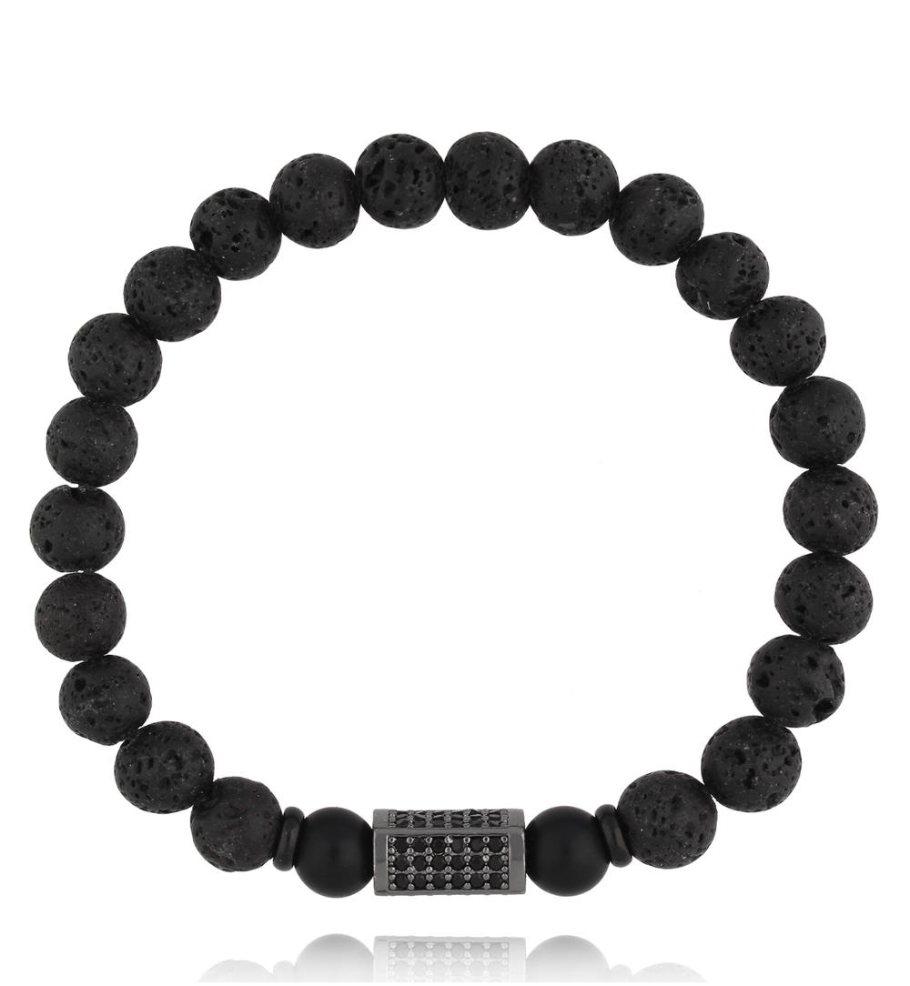 Zestaw męskich bransoletek w czerni i grafitowym srebrze ZN0100