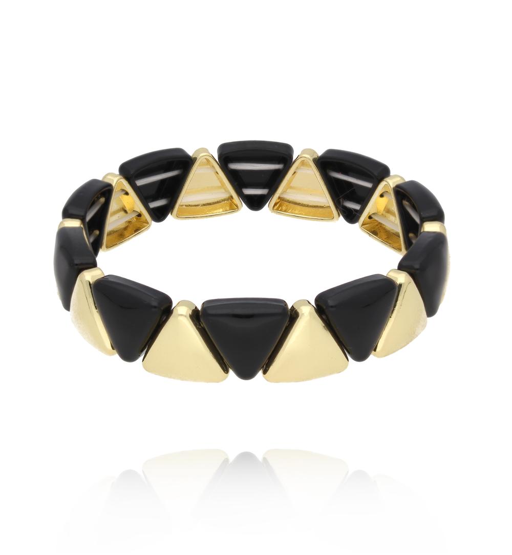 Bransoletka czarno-złota z trójkątnych ogniw BCR0037
