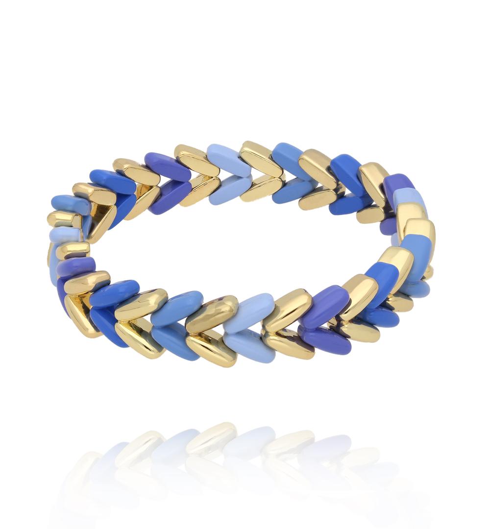 Zestaw bransoletek z serduszkami w odcieniach błękitu i złota ZN0110