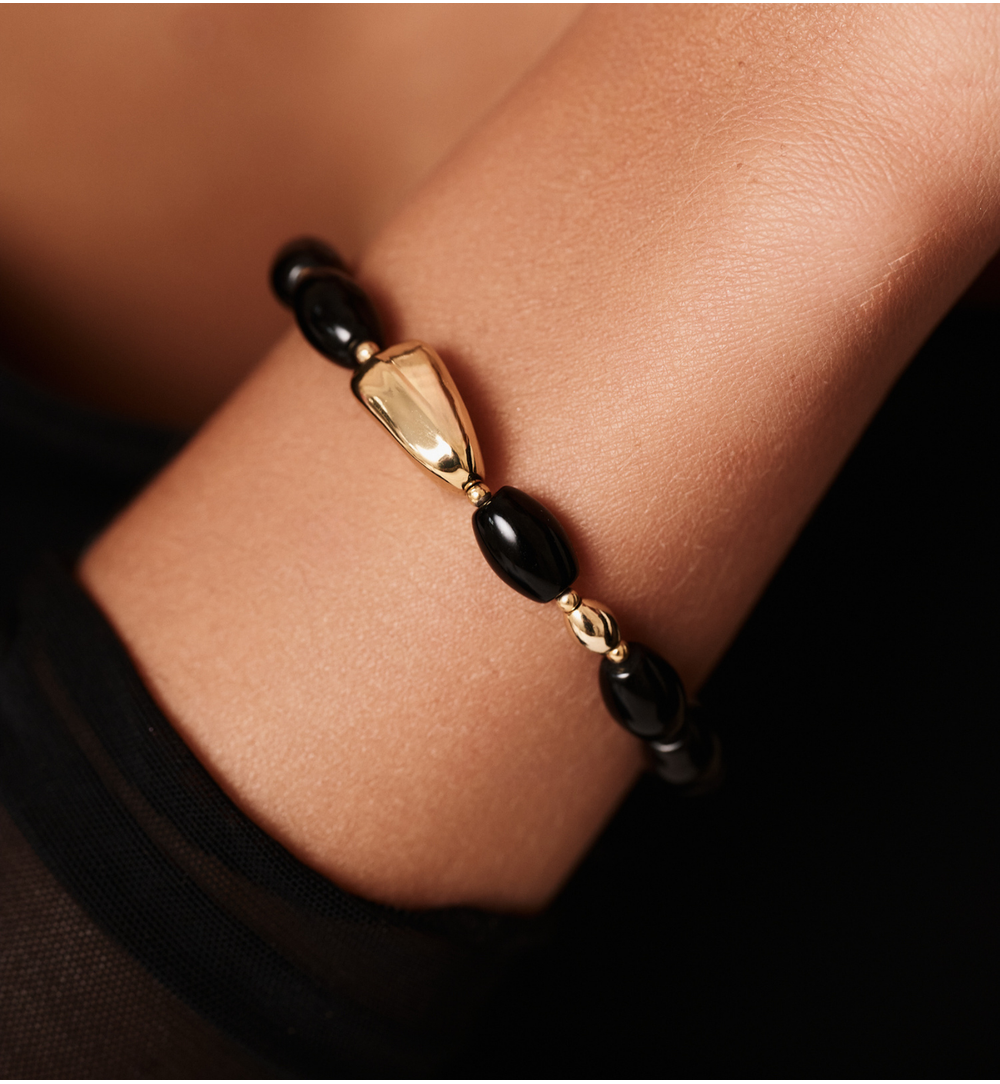 Bransoletka czarna z agatami BSC2304