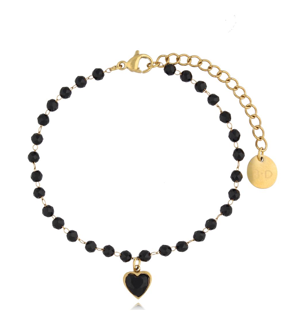 Bransoletka czarna z serduszkiem Black Heart BSY0021