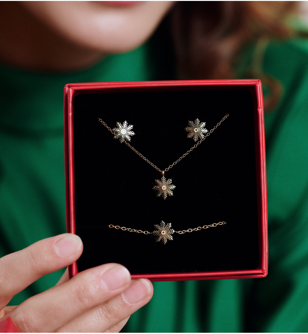 Kolczyki śnieżynki złote KSA2287