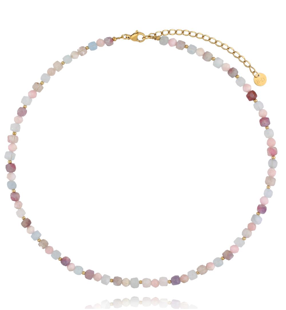 Zestaw naszyjników z pastelowych kamieni ZN0170