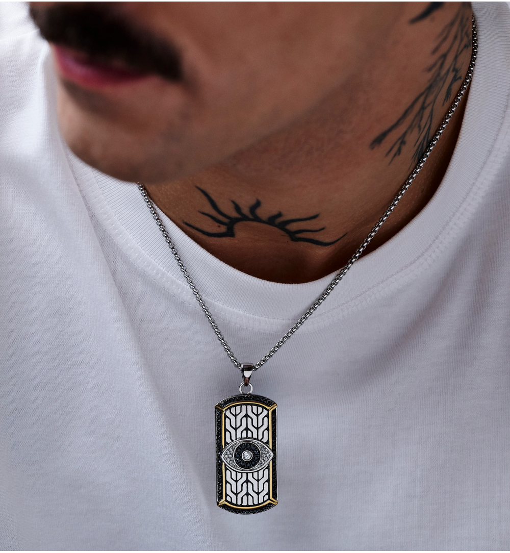 Naszyjnik męski z zawieszką oko proroka  NMITC0234
