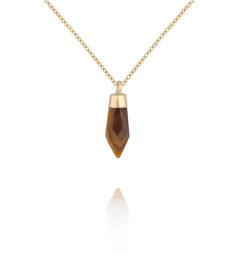 Naszyjnik z tygrysim okiem w złotej oprawie NEA0108