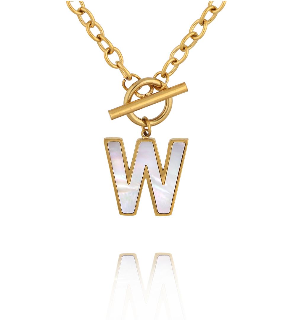 Naszyjnik z literą W i zapięciem toggle NSY0869