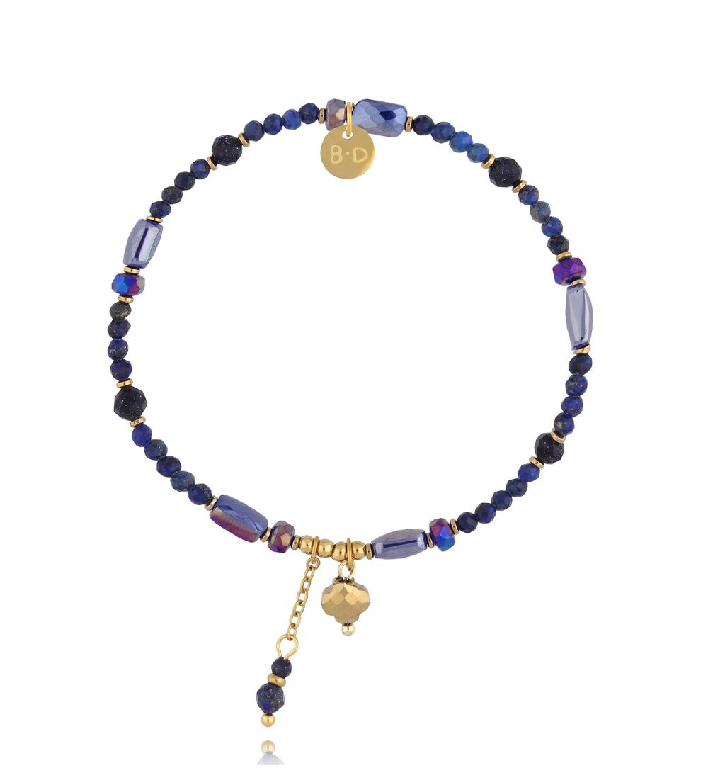 Bransoletka z lapisu lazuli i kryształków z delikatnymi zawieszkami BTW3569