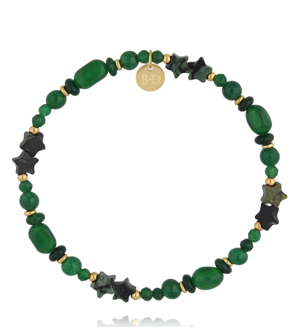 Bransoletka z zielonego awenturynu z gwiazdkami BTW3659