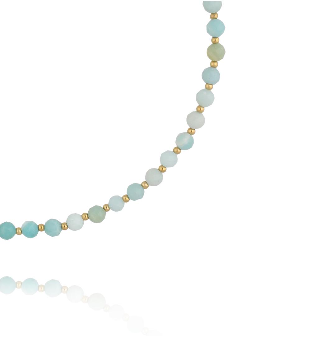 Naszyjnik z amazonitu z pozłacanymi akcentami NPA1575
