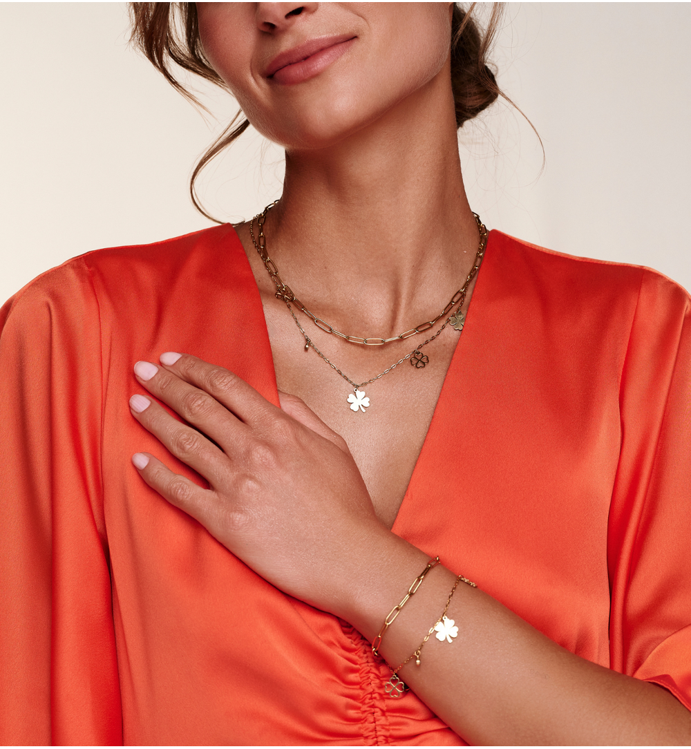 Bransoletka złota z koniczynkami BEA0075