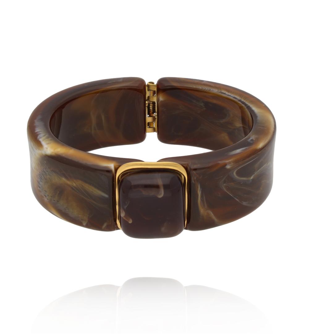 Bransoletka w odcieniu  czekoladowego brązu z prostokątnym zapięciem BEU0013