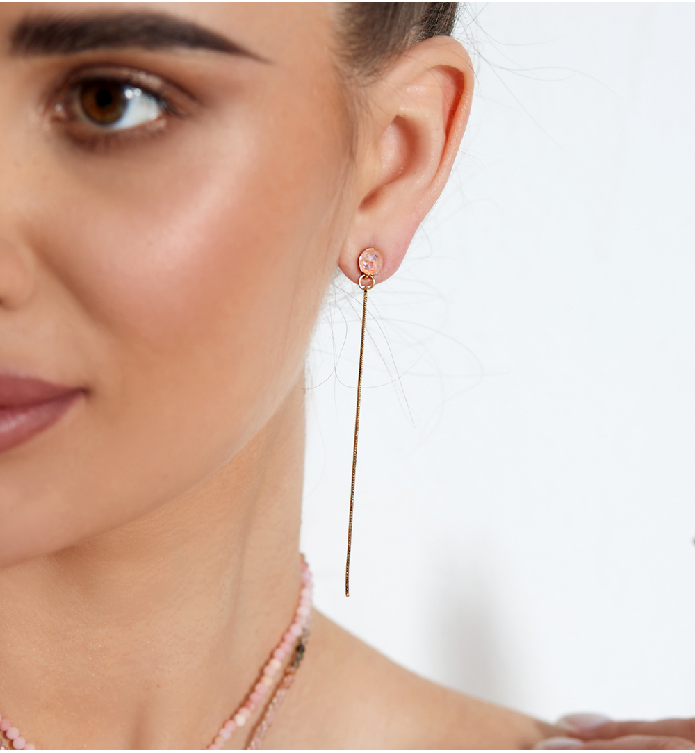 Kolczyki długie mleczne brzoskwiniowe Tones KRG0823