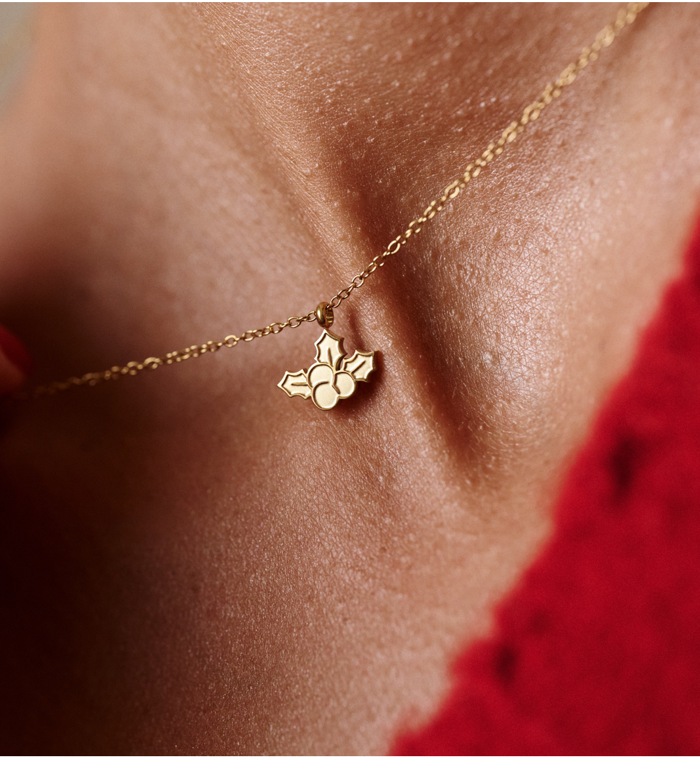 Naszyjnik ze świątecznymi listkami złoty NSA1373