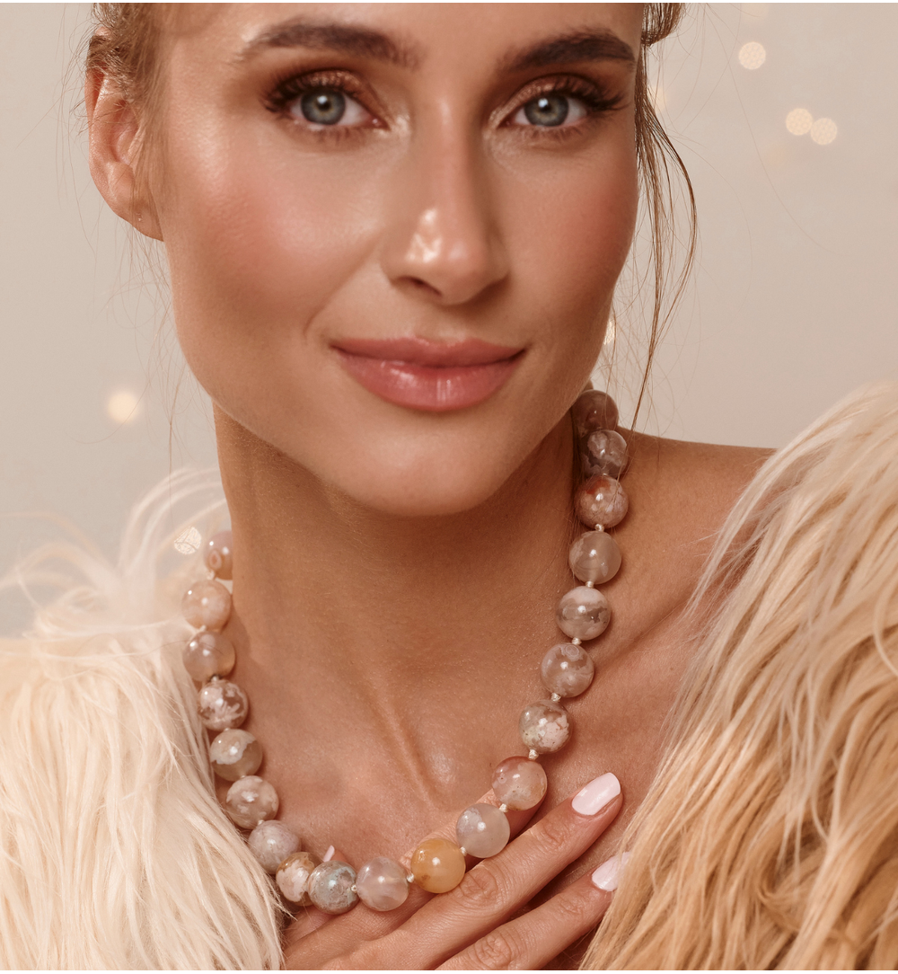 Naszyjnik z agatów w odcieniach cappuccino NPA1536