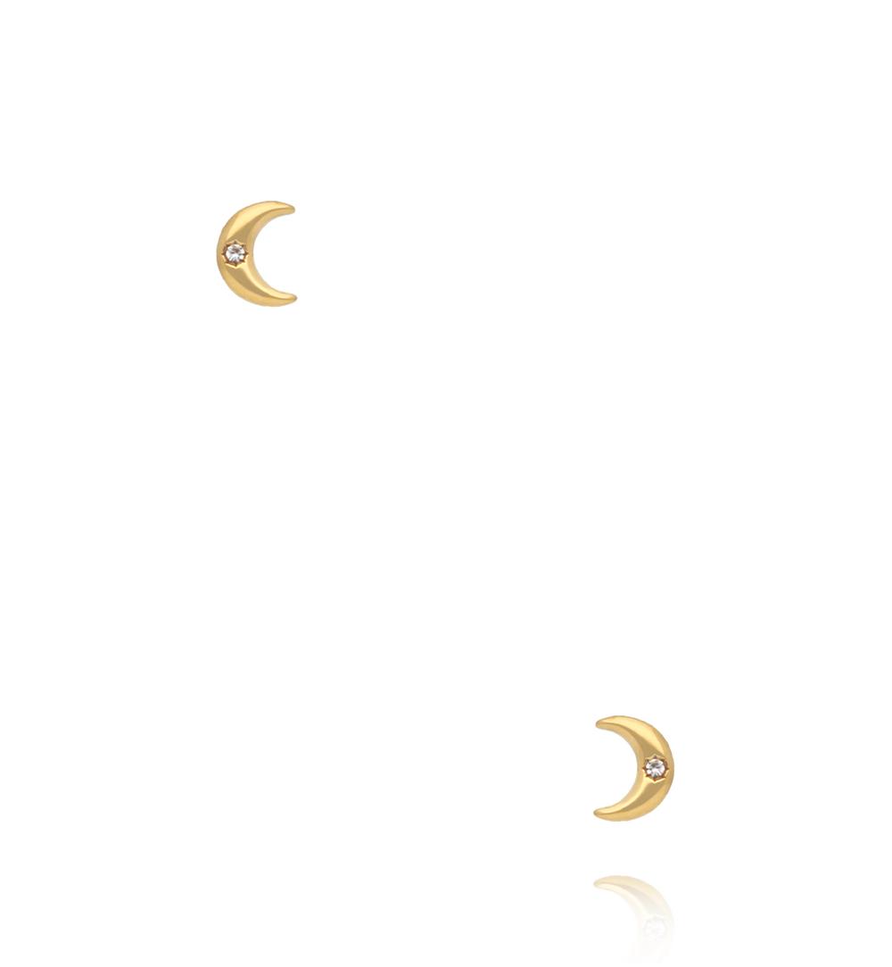 Kolczyki sztyfty – złote księżyce z cyrkonią KSY0540