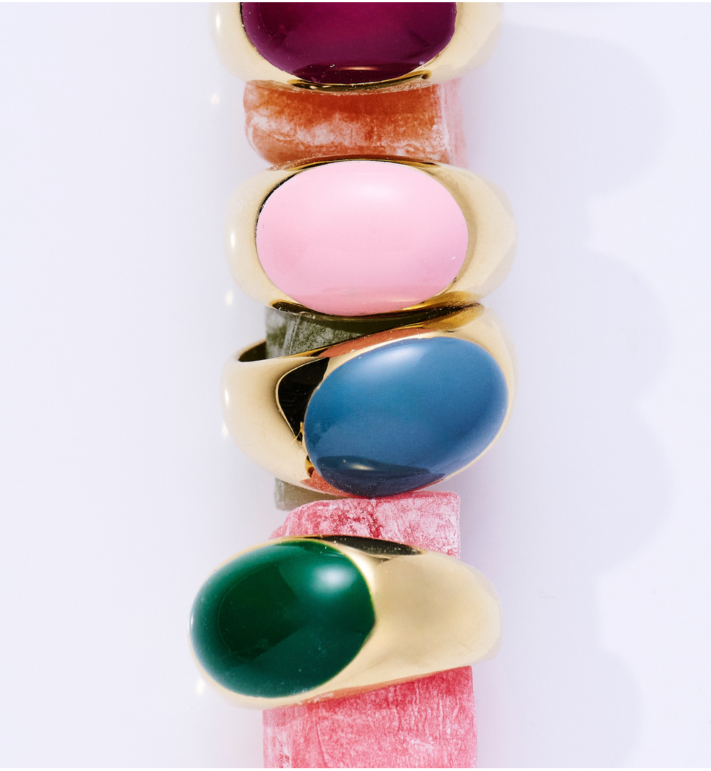 Pierścionek z jasnoróżową emalią PSA1230