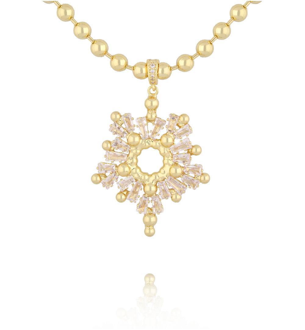 Naszyjnik kuleczkowy z zawieszką z kryształowymi promieniami NS0467