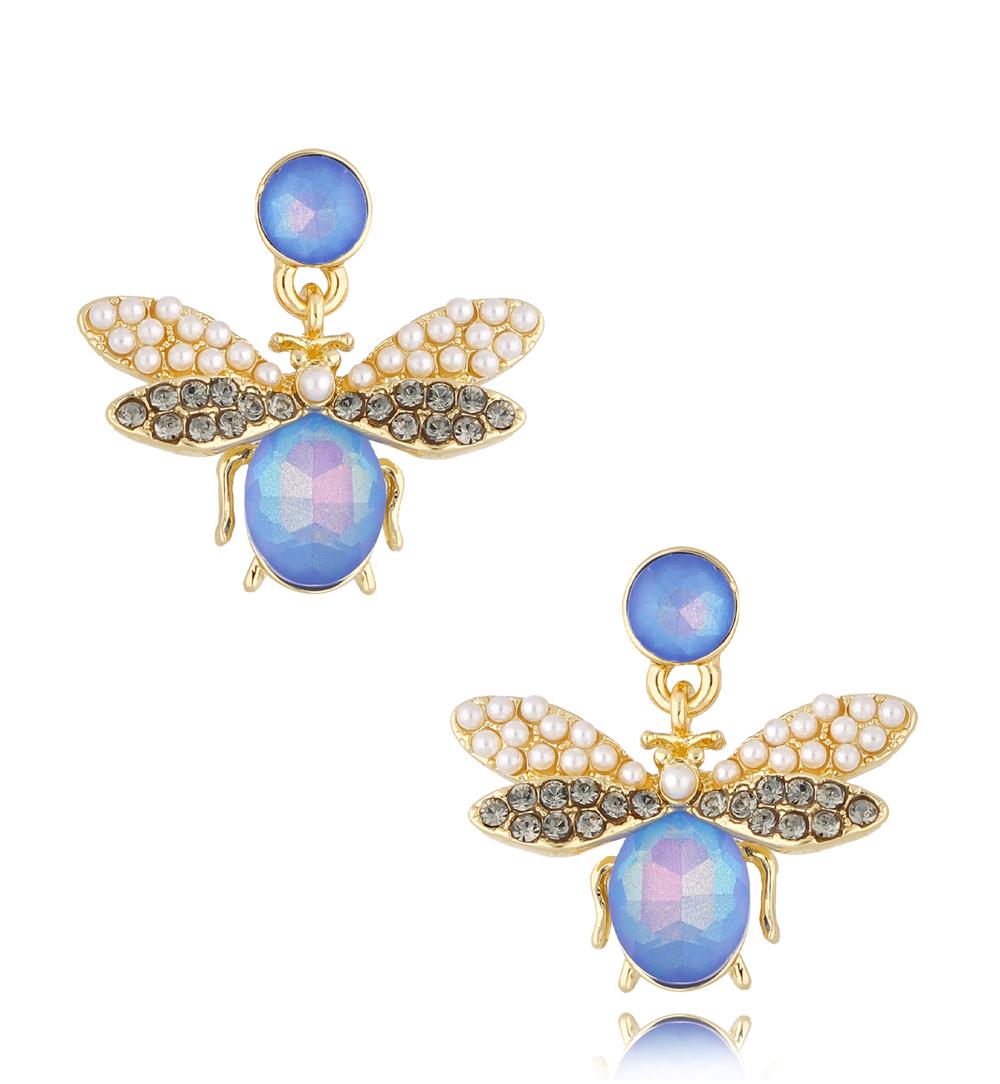 Kolczyki z niebieskimi owadami Mariposa KMI0267