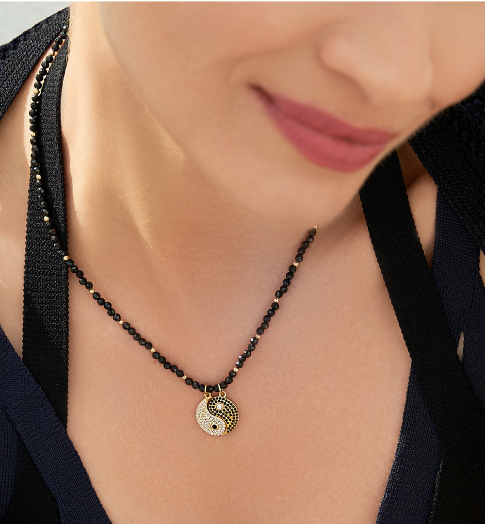 Naszyjnik czarny Yin and Yang NTW1050