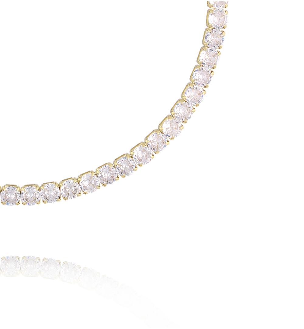 Naszyjnik typu tennis z kryształkami w złotej oprawie NS0430