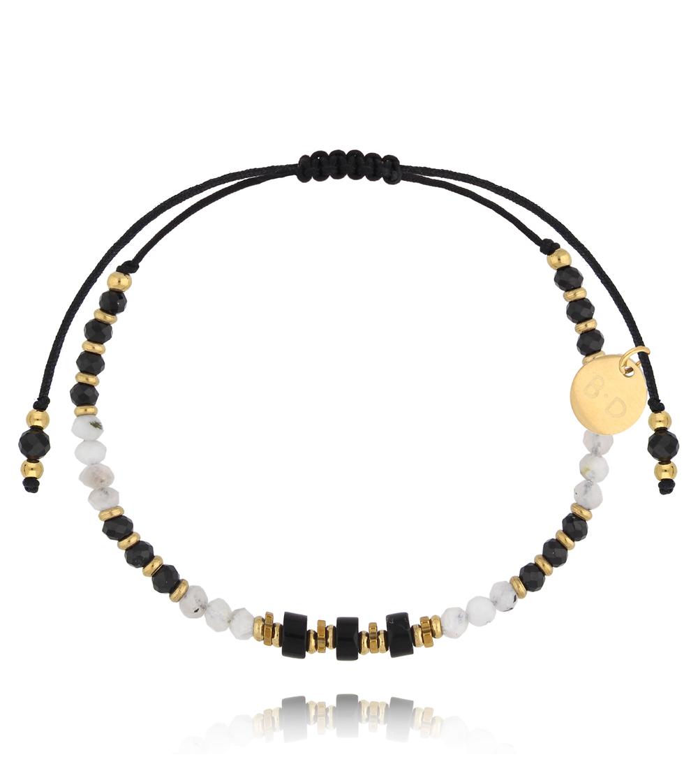 Bransoletka biało czarna z kamieniami naturalnymi Fiorina BMT0029