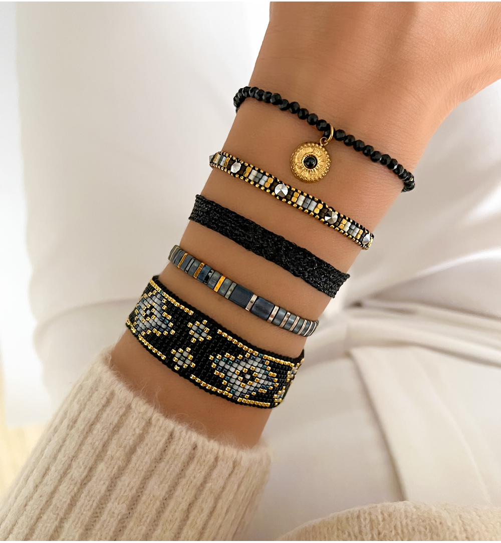 Bransoletka z tasiemką czarna Glow Up BSC1922