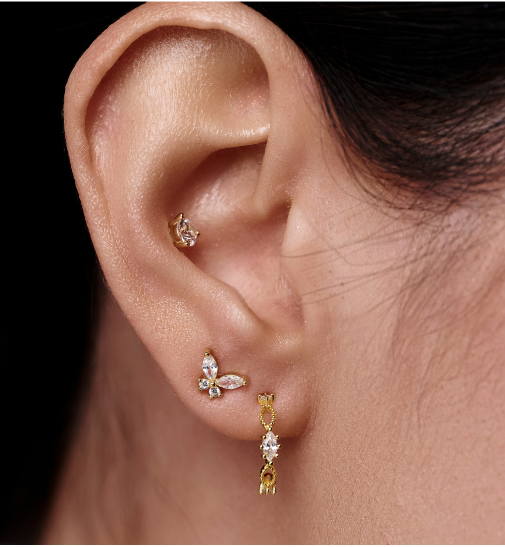 Zestaw kolczyków pozłacanych z cyrkoniami KLT0058