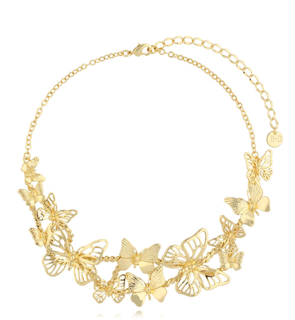 Naszyjnik złoty z motylami Rnchanté NS0230