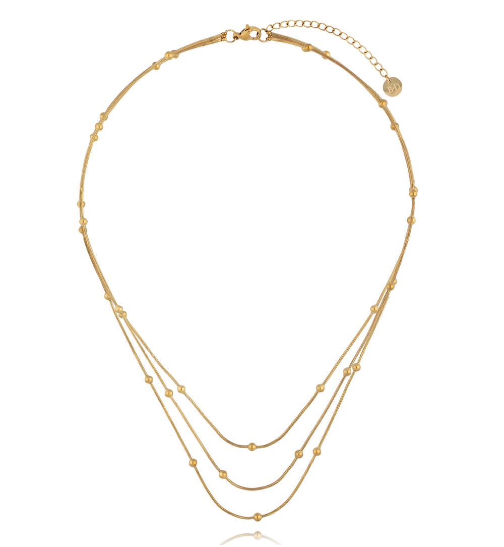 Naszyjnik warstwowy z kuleczkami w złotym wykończeniu NSY0900
