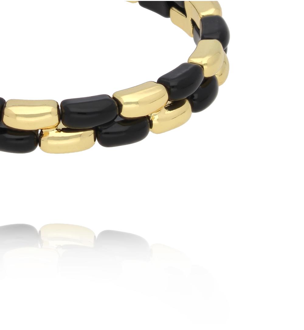 Bransoletka czarno-złota z geometrycznych ogniw BCR0031