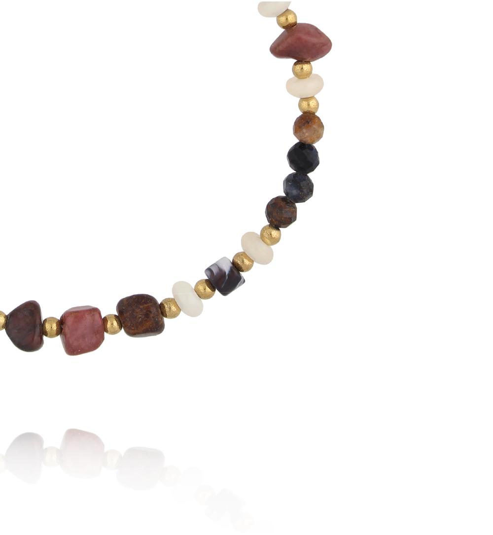 Bransoletka z naturalnych kamieni w odcieniach ziemi i złotych detali BEA0081